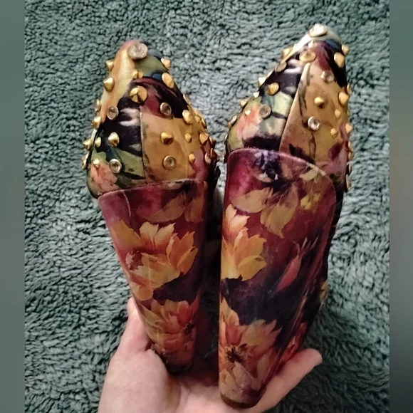 ALDO Studded Floral Wedges Heels Shoes Women's Size 7 - Picture 4 of 6